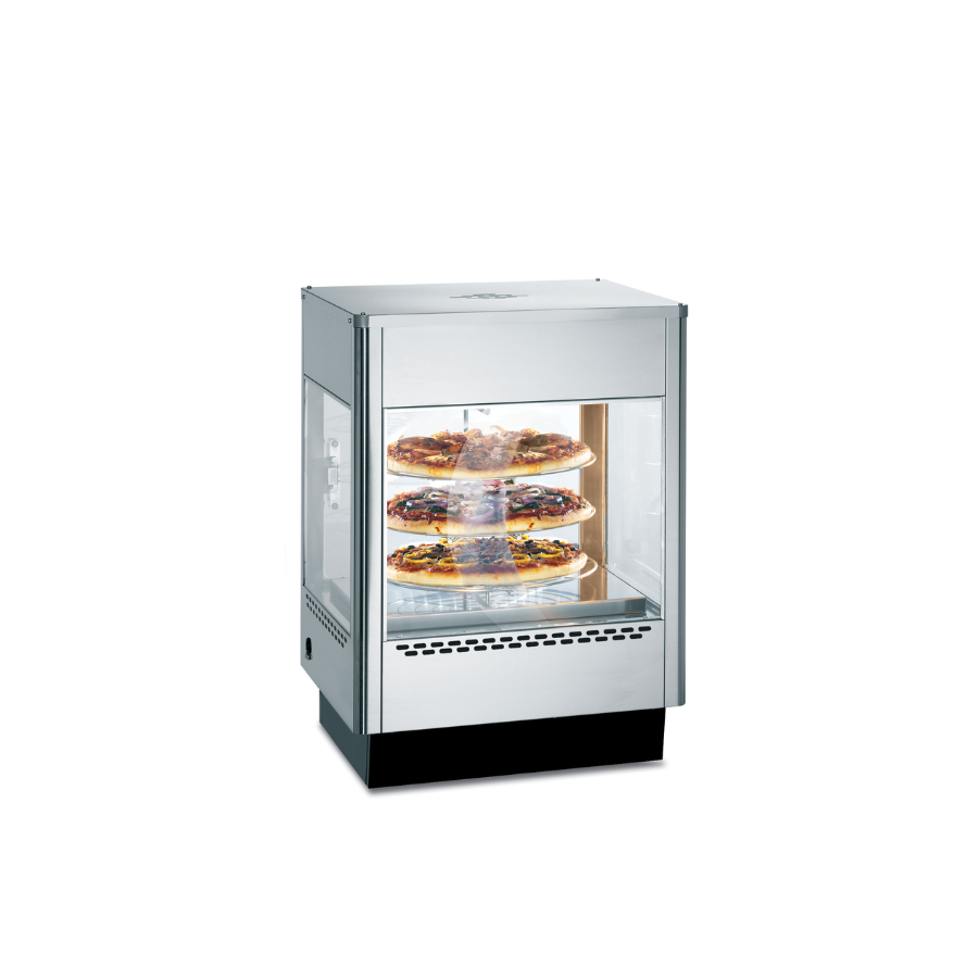 UM50D - SEAL COUNTER-TOP UPRIGHT HEATED MERCHANDISER – ROTATING RACK – TWO DOORS – W 562 MM – 1.4 KW