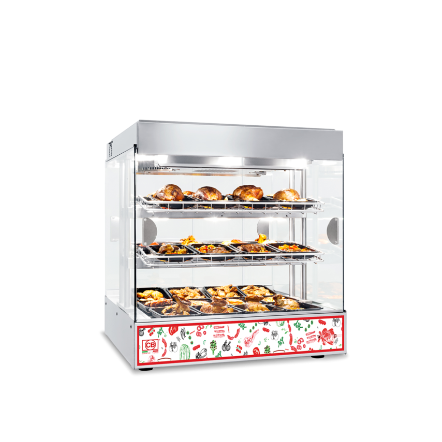 VENTILATED HOT TABLE-TOP DISPLAY COUNTER EVB 076 CUBE SELF LED