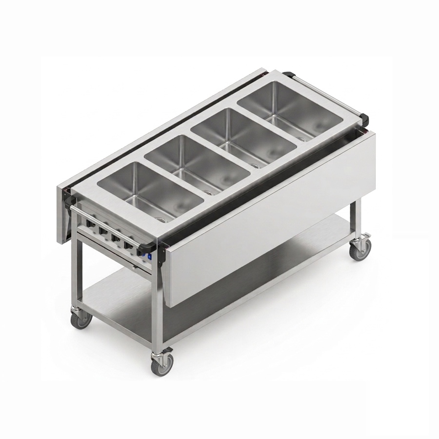 HEATED BAINMARIE TROLLEY 4 x GN 1/1 WITH TRAY SLIDES