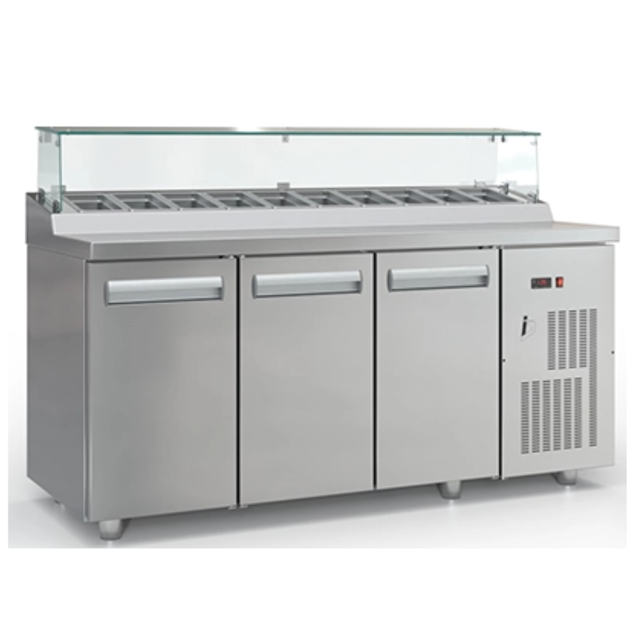 REFRIGERATED SALAD BAR, FOR GN 1/4,3 DOORS, MOTOR ON