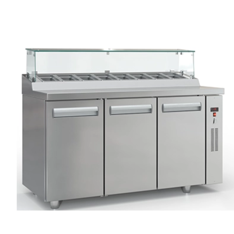 REFRIGERATED SALAD BAR, FOR GN 1/4,3 DOORS WITHOUT MOTOR