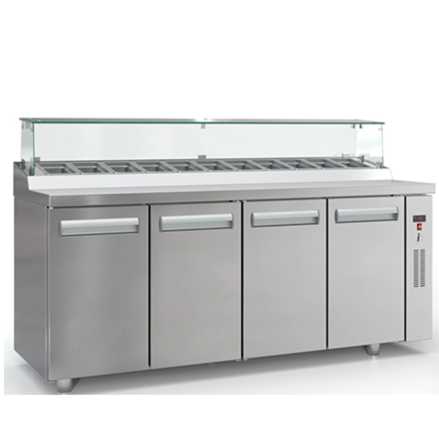 REFRIGERATED SALAD BAR, FOR GN 1/4,4 DOORS WITHOUT MOTOR