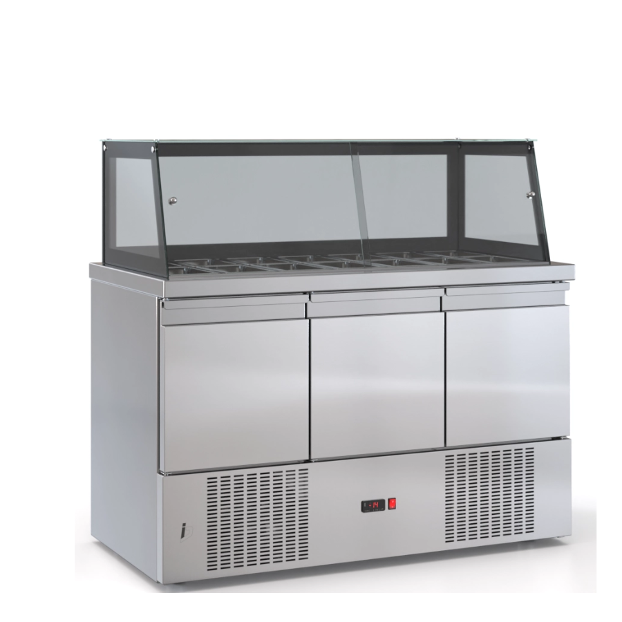 REFRIGERATED SALADETTE WITH 3 DOORS, MOTOR DOWN