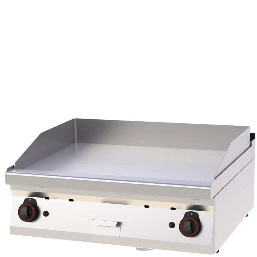 FRY-TOP GRIDDLE PLATE 80X51 GAS CHROMED SMOOTH ON OPEN CABINET