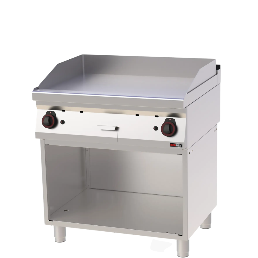 FRY-TOP GRIDDLE PLATE 80X51 GAS CHROMED SMOOTH ON OPEN CABINET