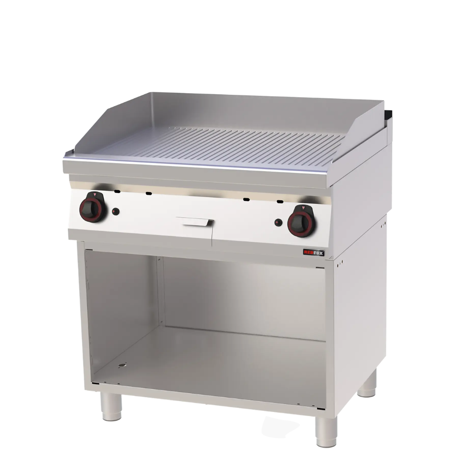 FRY-TOP GRIDDLE PLATE 80X51 GAS GROOVED ON OPEN CABINET