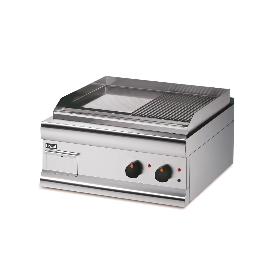 ELECTRIC COUNTER-TOP GRIDDLE – TWIN ZONE – FULLY-RIBBED PLATE – W 600 MM – 4.0 KW