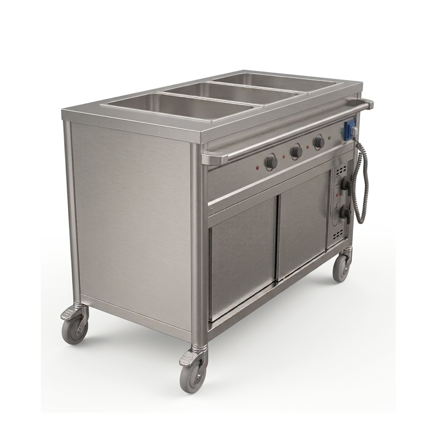 HEATED BAINMARIE TROLLEY WITH HEATED CUPBOARD 3 x GN 1/1