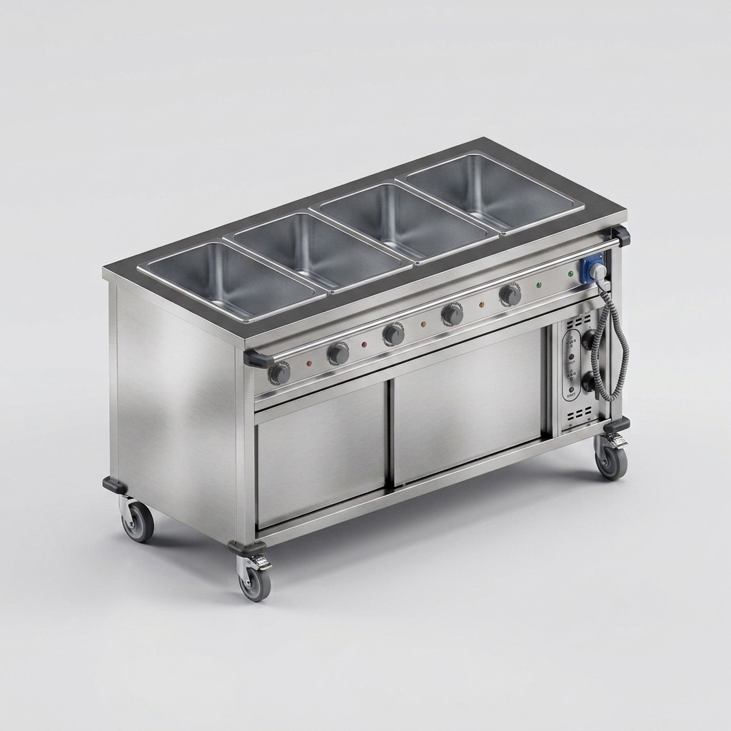 HEATED BAINMARIE TROLLEY WITH HEATED CUPBOARD 4 x GN 1/1