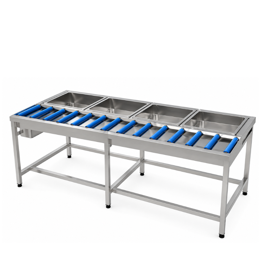 DISHWASHER ROLLER TABLE 4 BASKETS