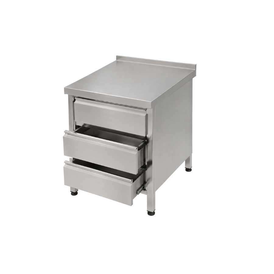 STAINLESS STEEL CUPBOARD WITH DRAWERS 45 × 70 × 90 cm