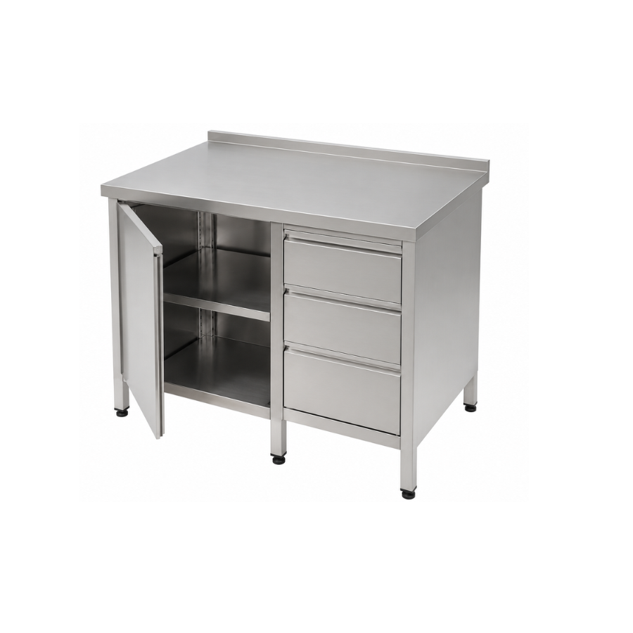 STAINLESS STEEL CUPBOARD WITH DRAWERS 80 × 60 × 90 cm